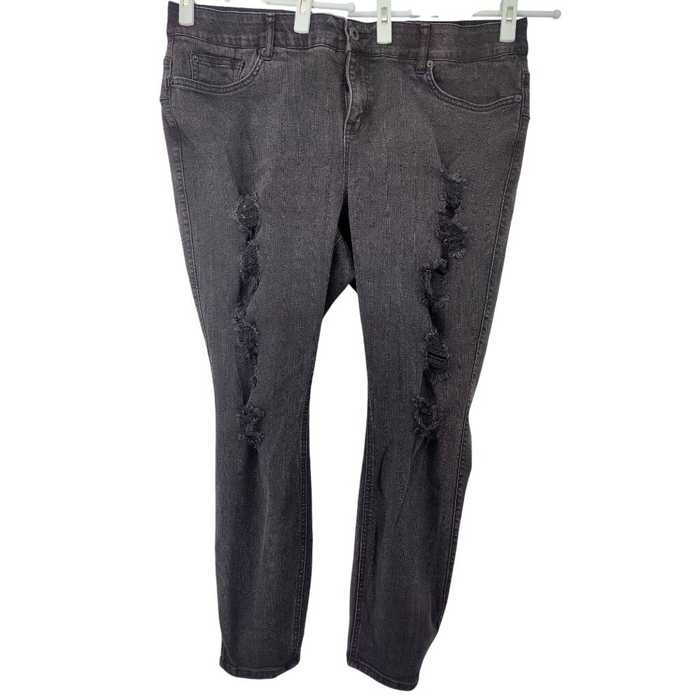 Torrid Bombshell Skinny Distressed Black Jeans Size 22R